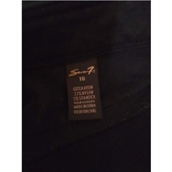 Seven7 Black Skinny Leg Ponte Stretch Mid Rise Pants Sz 16 - Picture 6 of 7